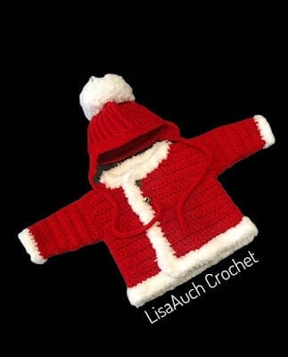 Christmas Crochet Baby patterns- Baby cardigan and earflap hat crochet pattern