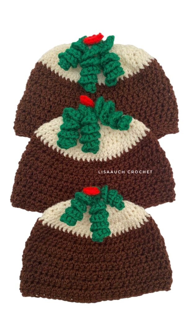 Crochet baby christmas pudding hat Pattern Free