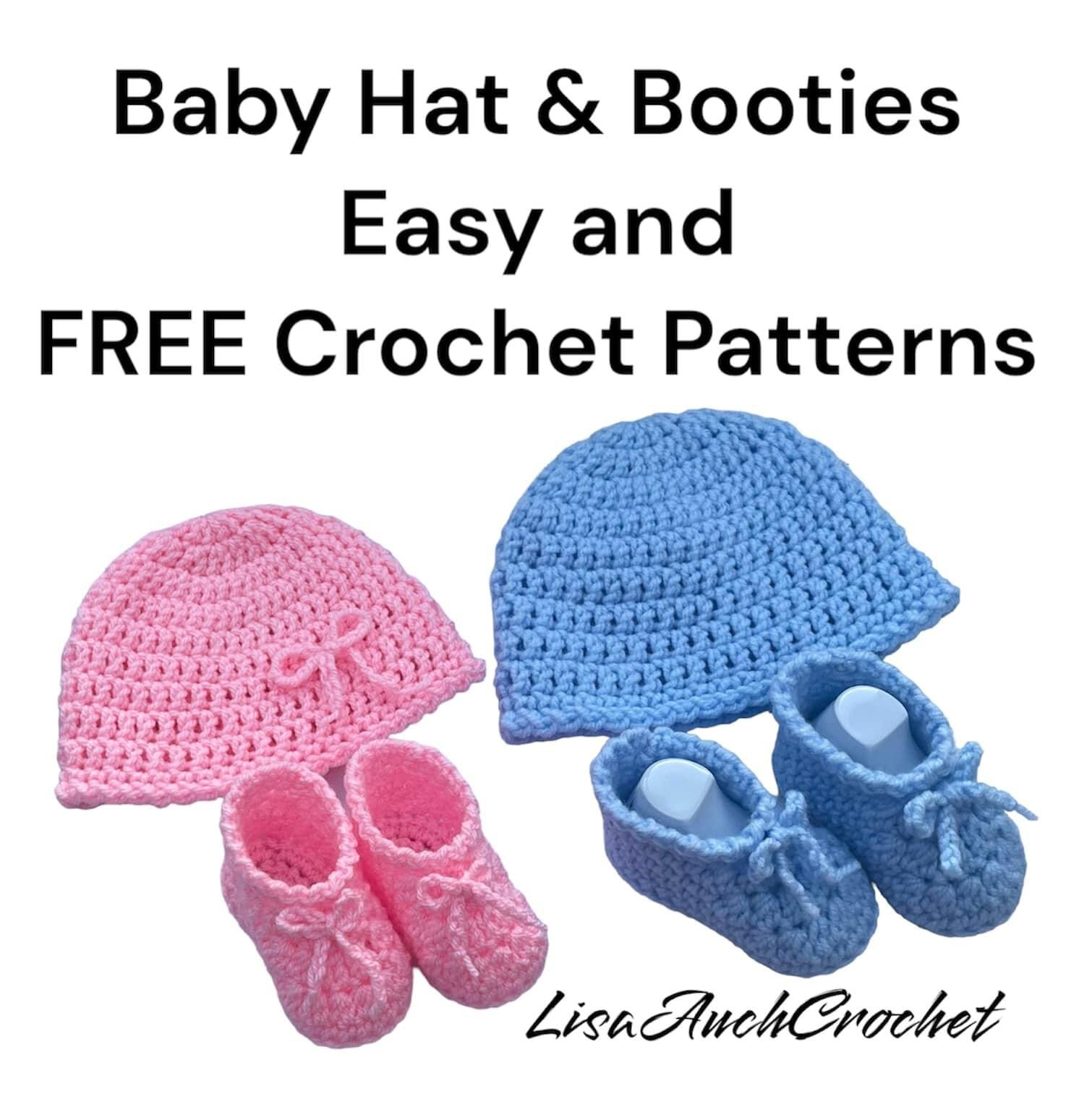 Crochet baby booties and hat patterns free