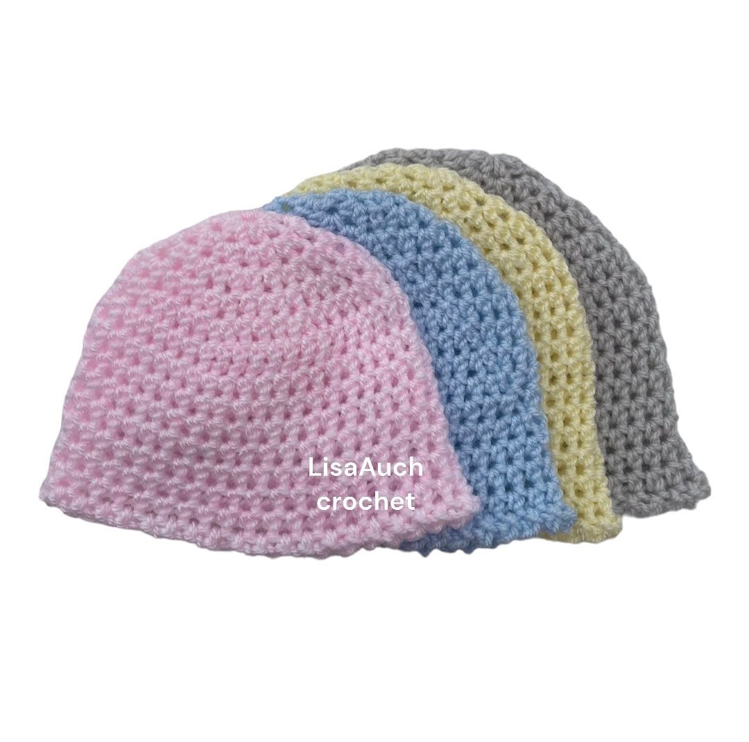 crochet baby beanie hat crochet patter free , newborn, 0-3 months