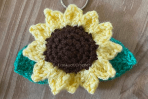 easy crochet sunflower keychain pattern FREE LisaAuch Crochet