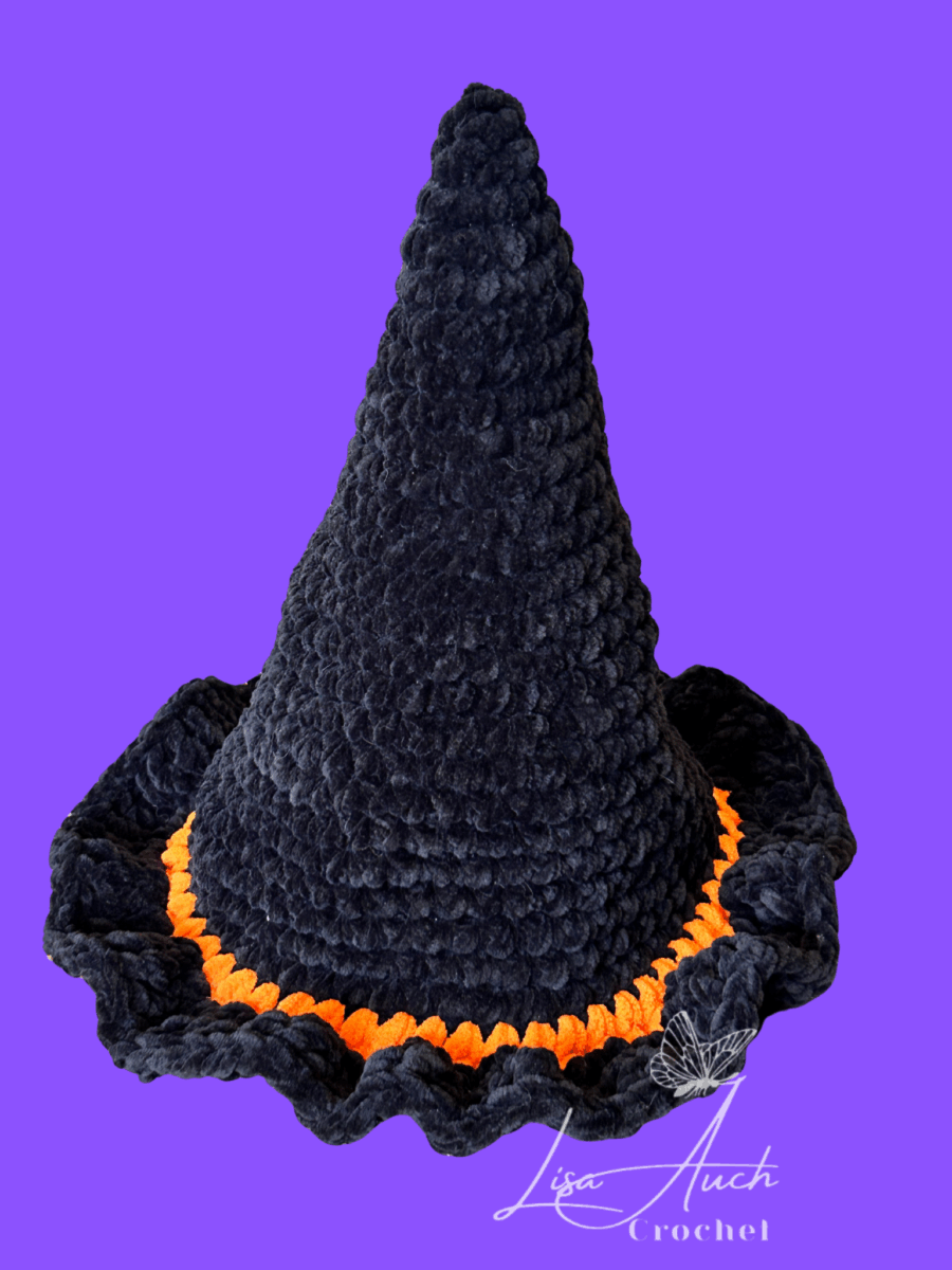 crochet witches hat pattern all sizes FREE | FREE Pumpkin Crochet Eyes Mouth Witches Hat Legs Patterns LisaAuch Crochet witches hat crochet pattern free in chunky yarn