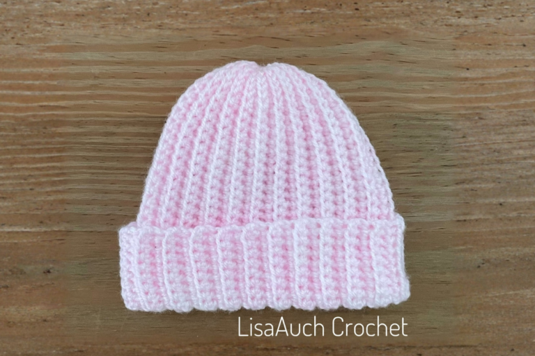 Easy newborn baby crochet hat pattern for beginners made in simple rows