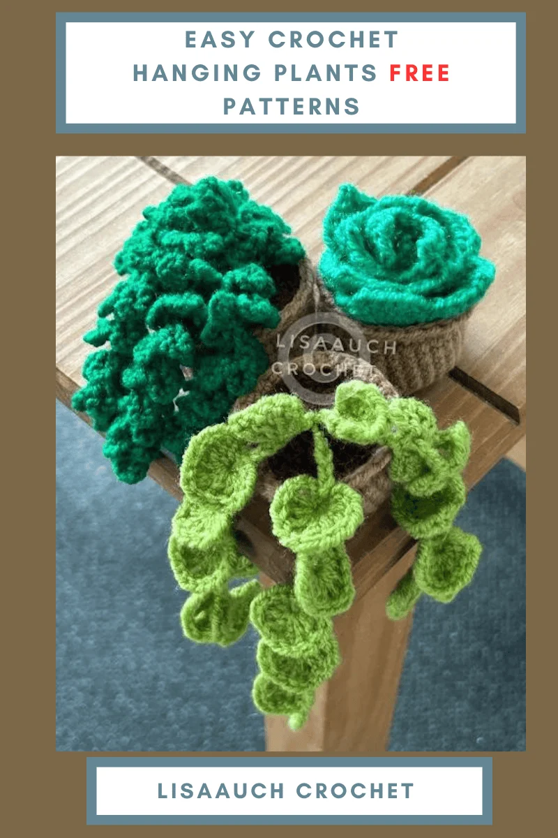 3 Mini Crochet Succulent Patterns FREE! Crochet Hanging Vines Hearts &  trailing Vines in mini pots